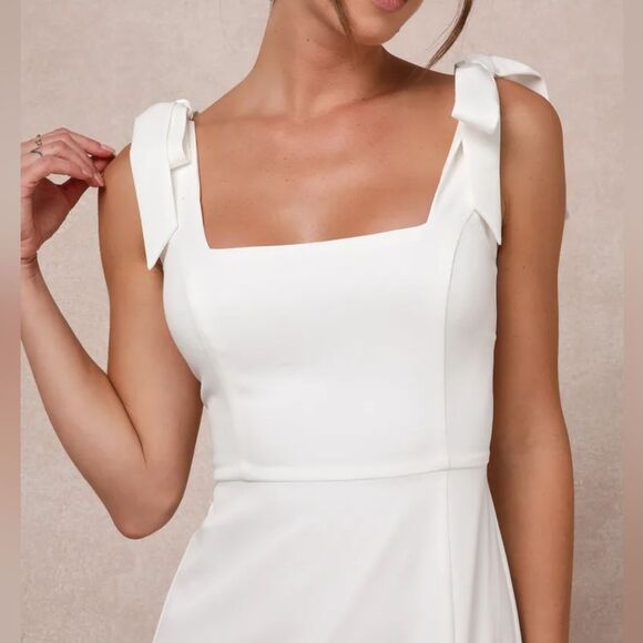 NWT Your Sweetie White Tie-Strap Column Maxi Dress Lulus - Picture 3 of 6
